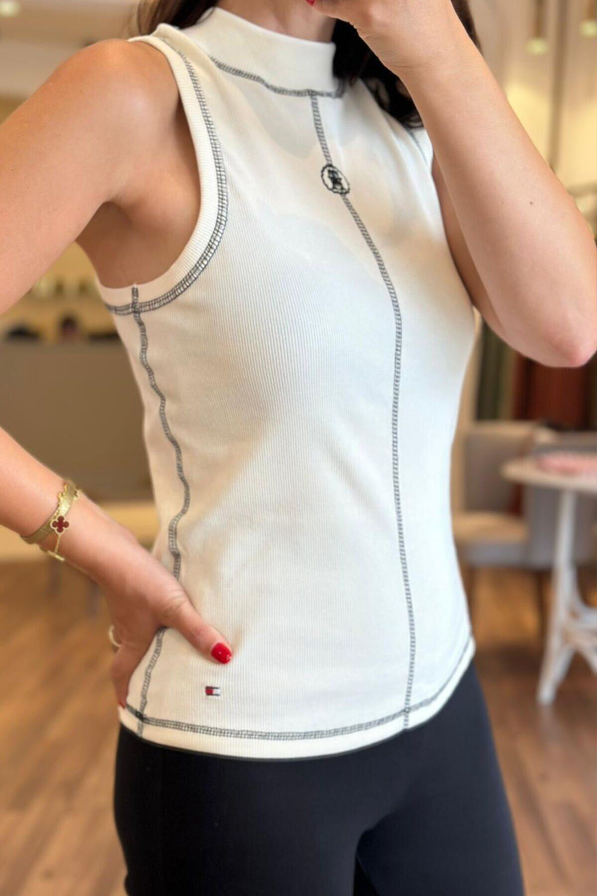 Tommy siyah Ters Dikişli Fitilli Body