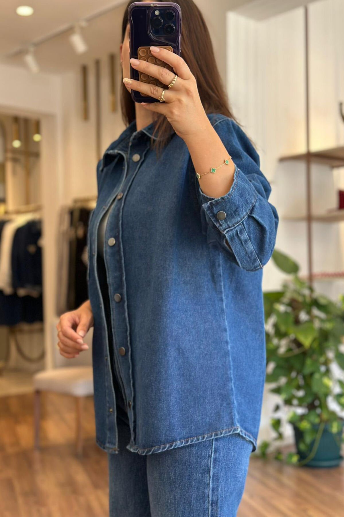 Bclub Taş ve Boncuk İşlemeli Kot Ceket/Gömlek (DEĞİŞİM VE İADE YOKTUR)