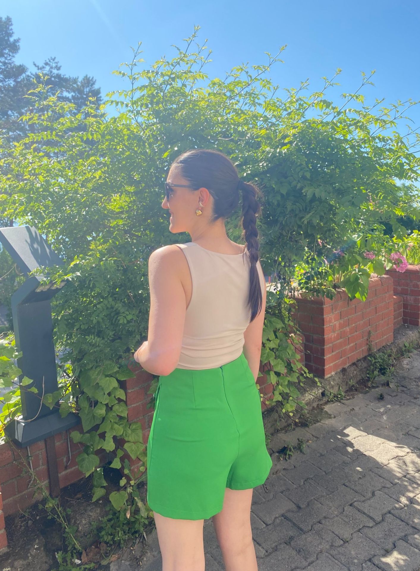 Yeşil Atlas Kumaş Şort Etek (Değişim ve İade Yoktur)