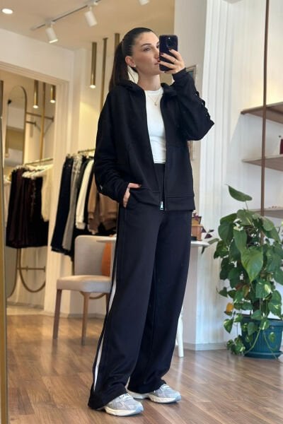 Oys Siyah Modal Kumaş Premium Eşofman Takımı