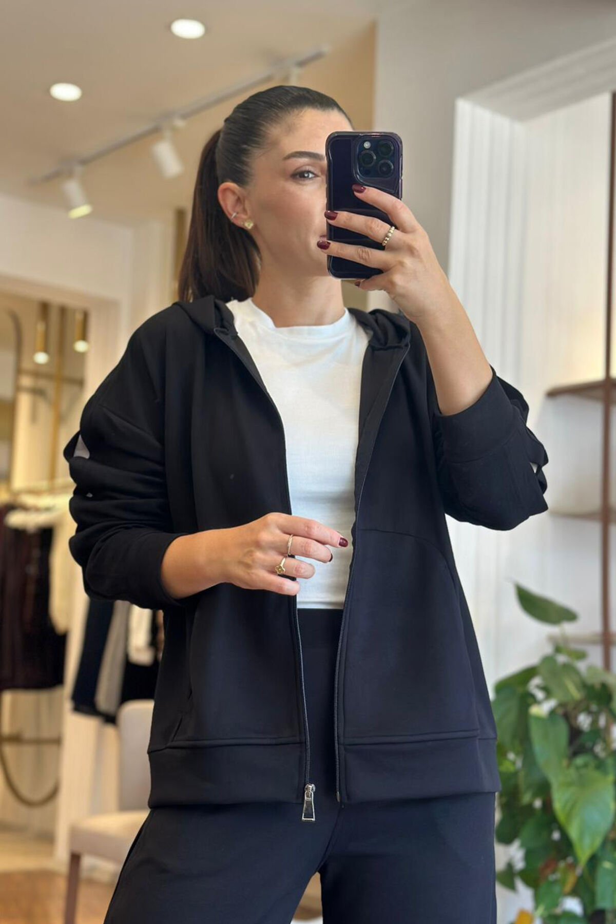 Oys Siyah Modal Kumaş Premium Eşofman Takımı