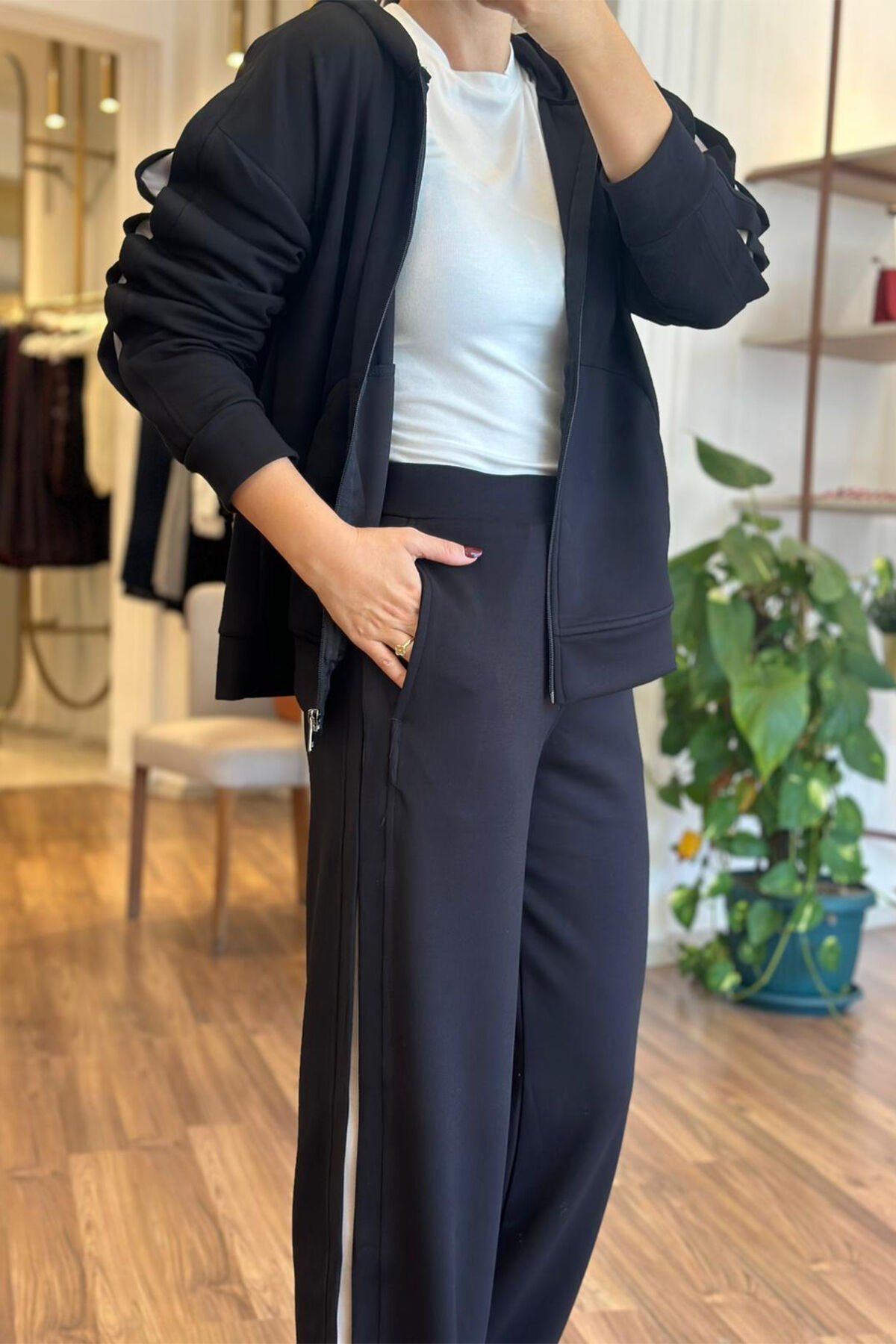 Oys Siyah Modal Kumaş Premium Eşofman Takımı