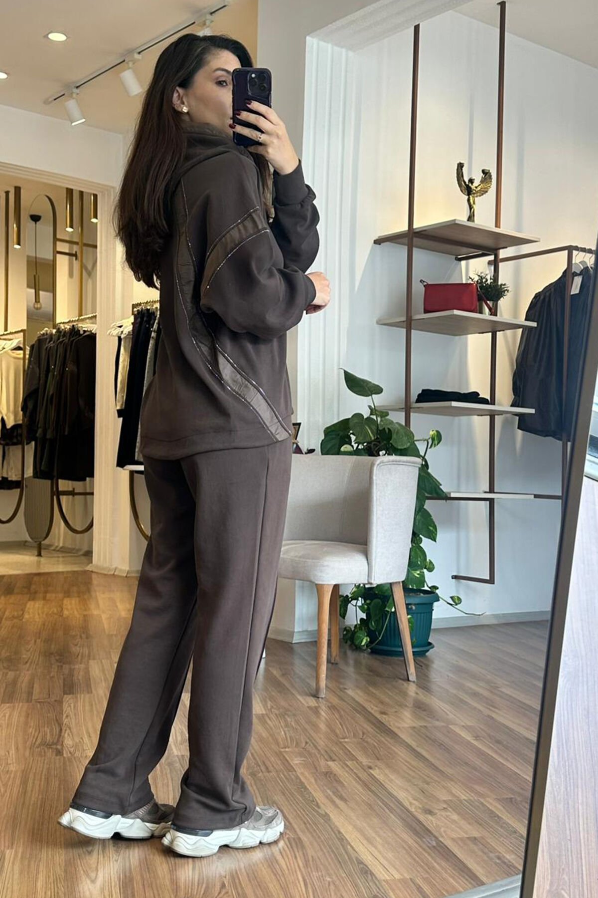 Bclub Kahverengi Kapşonlu Modal Alt-Üst Eşofman Takımı