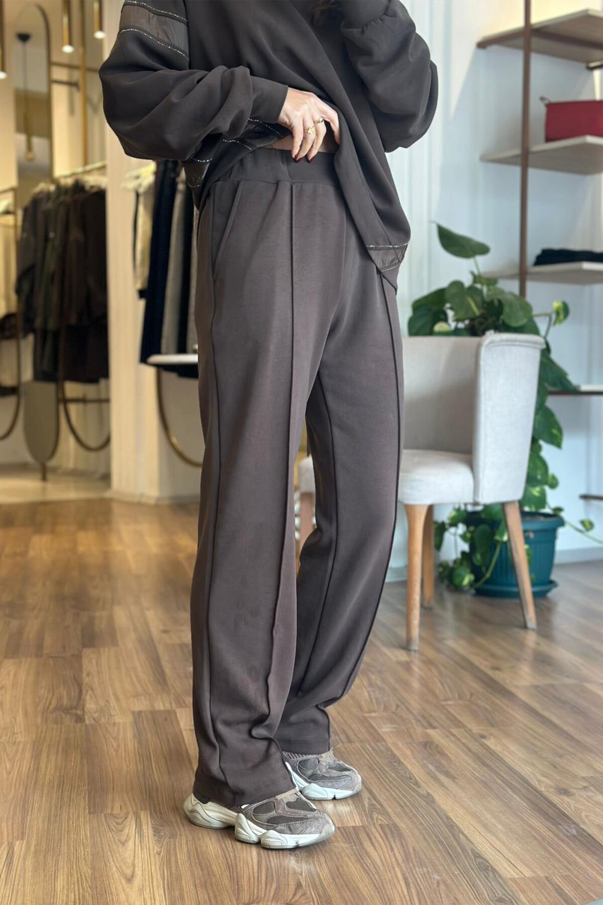 Bclub Kahverengi Kapşonlu Modal Alt-Üst Eşofman Takımı