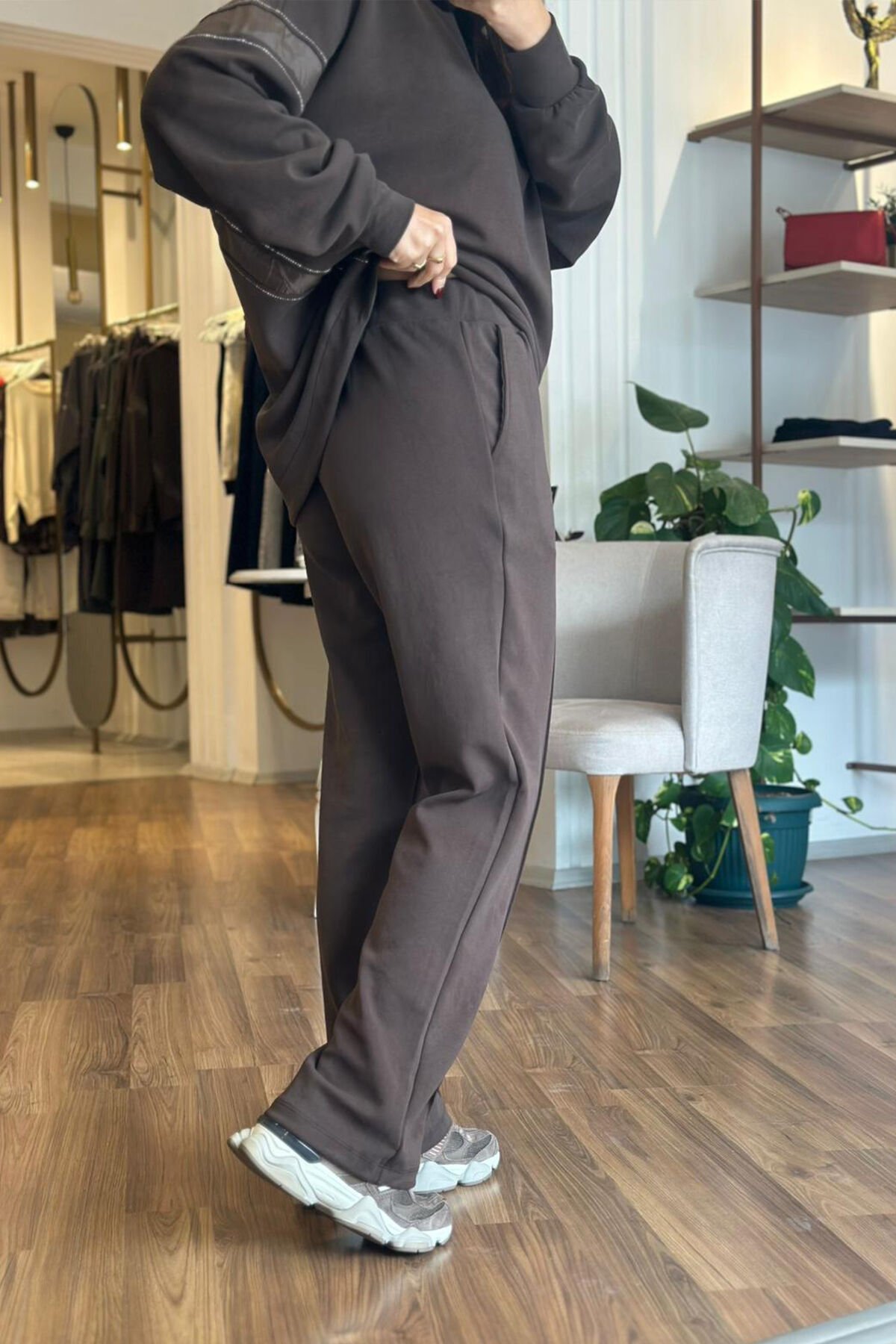 Bclub Kahverengi Kapşonlu Modal Alt-Üst Eşofman Takımı