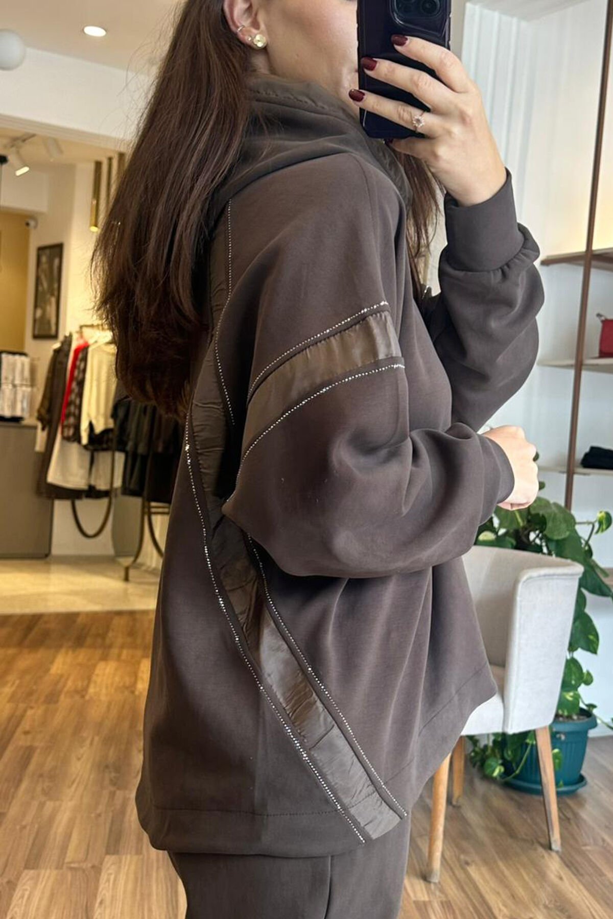 Bclub Kahverengi Kapşonlu Modal Alt-Üst Eşofman Takımı