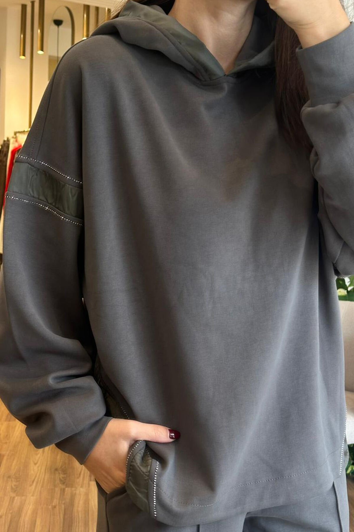 Bclub Füme Kapşonlu Modal Alt-Üst Eşofman Takımı