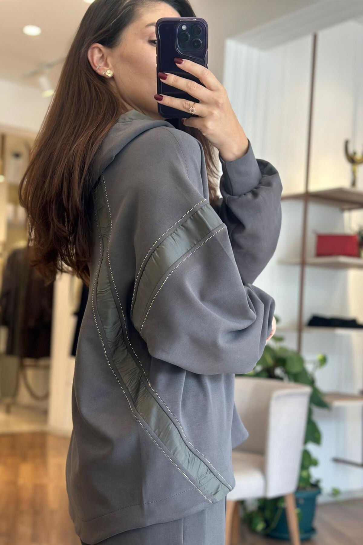 Bclub Füme Kapşonlu Modal Alt-Üst Eşofman Takımı