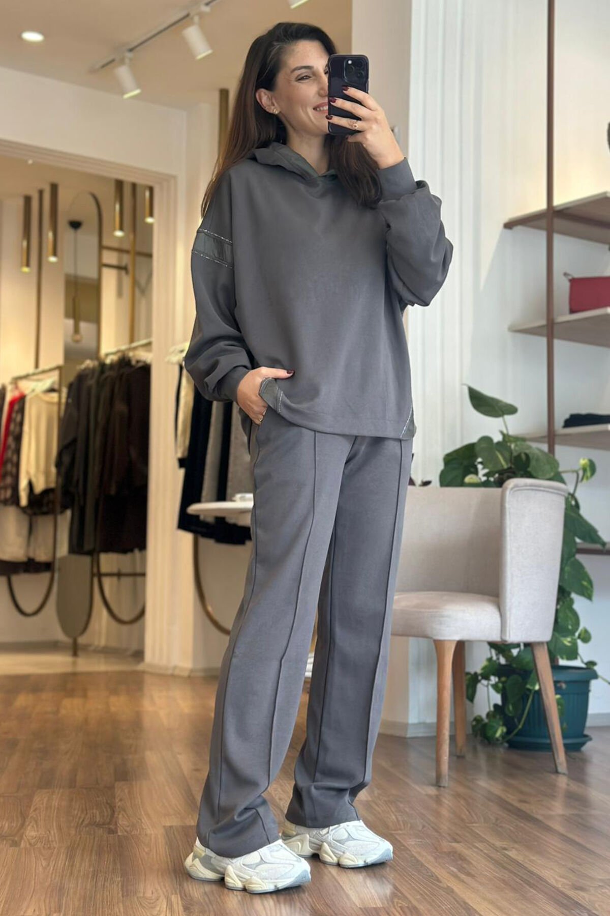 Bclub Füme Kapşonlu Modal Alt-Üst Eşofman Takımı