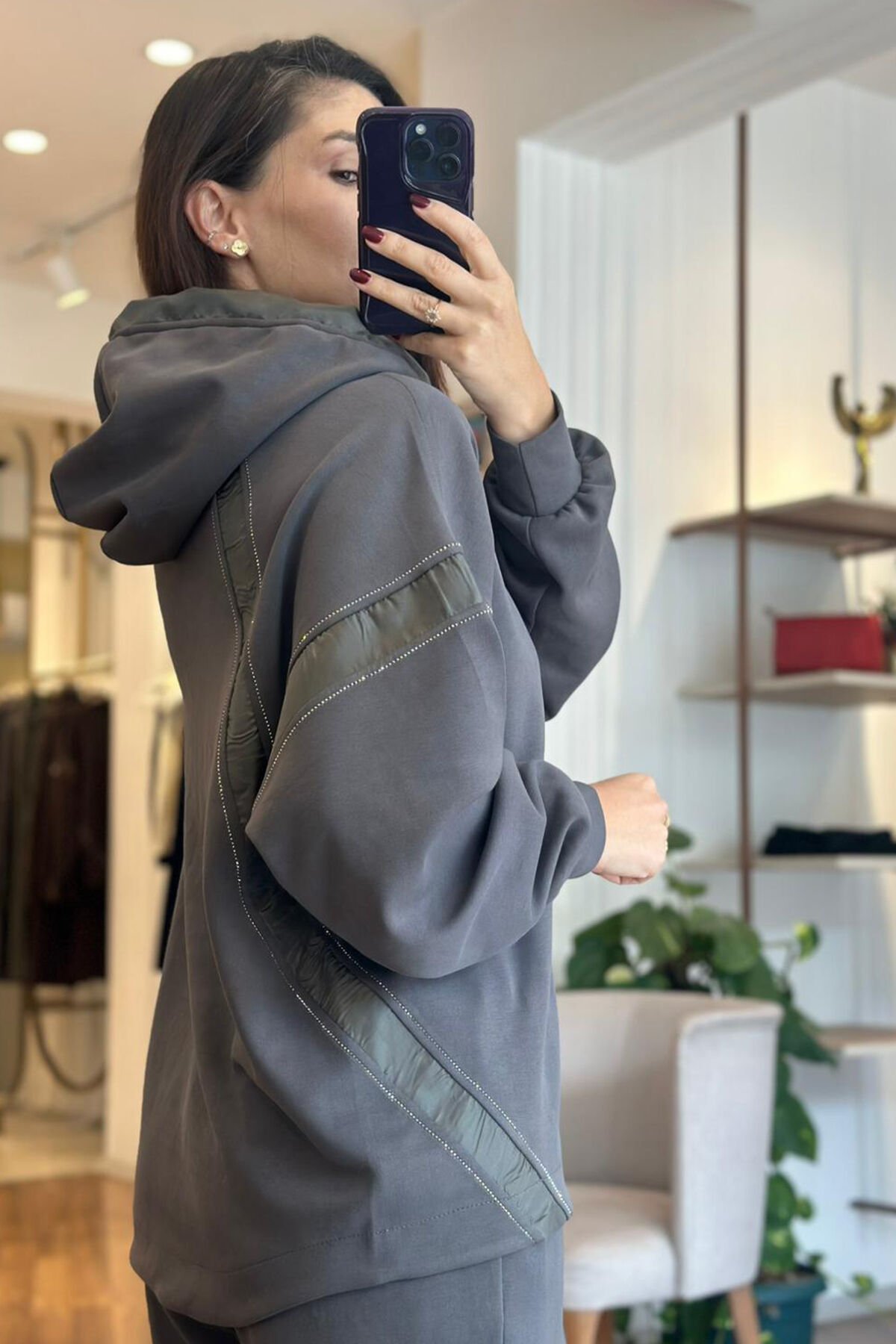 Bclub Füme Kapşonlu Modal Alt-Üst Eşofman Takımı