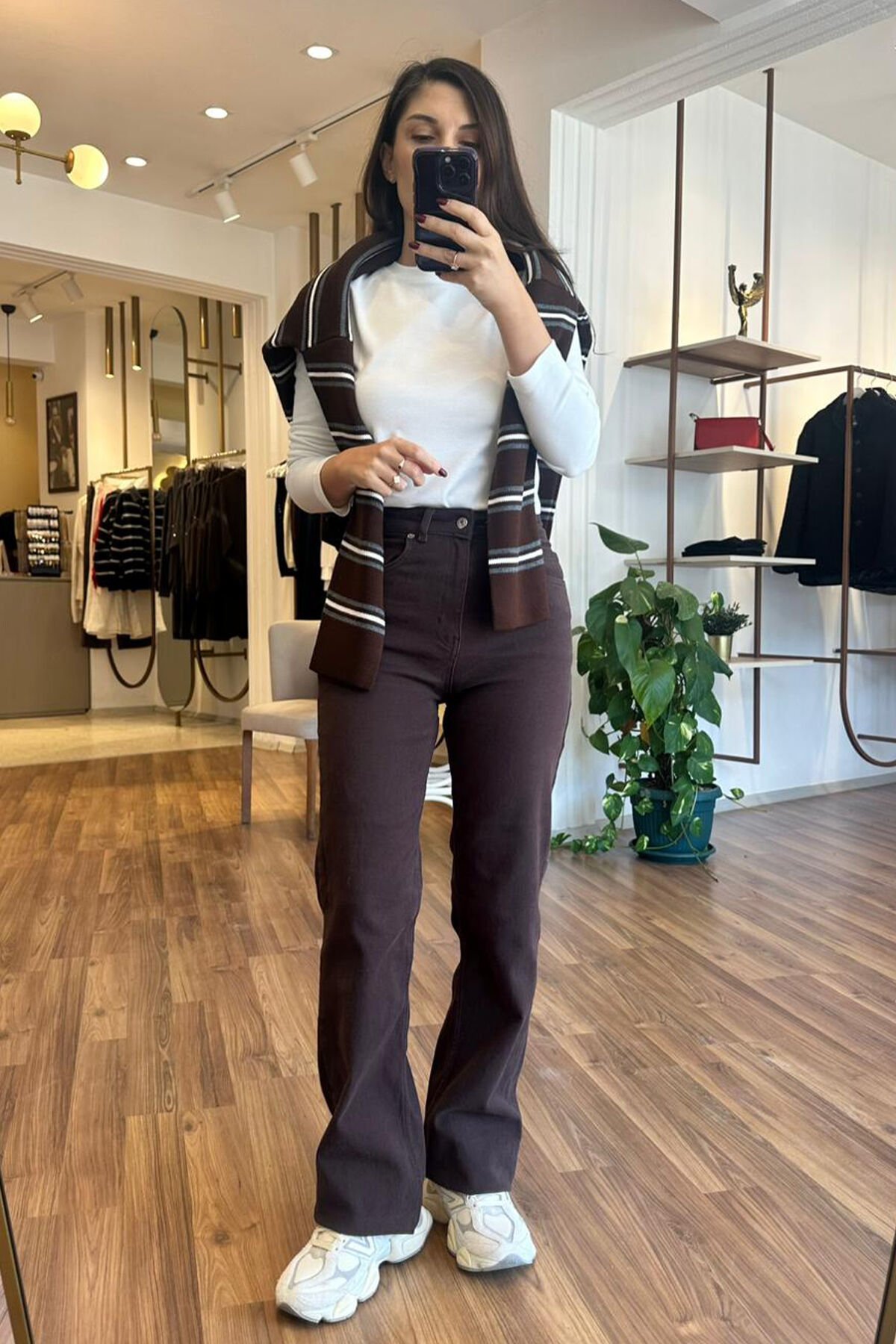 ZR Acı Kahve Likralı Straight Jean