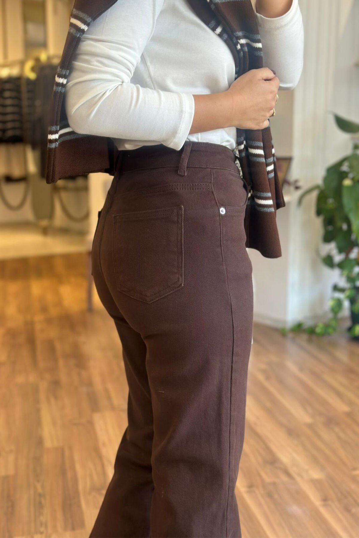 ZR Acı Kahve Likralı Straight Jean