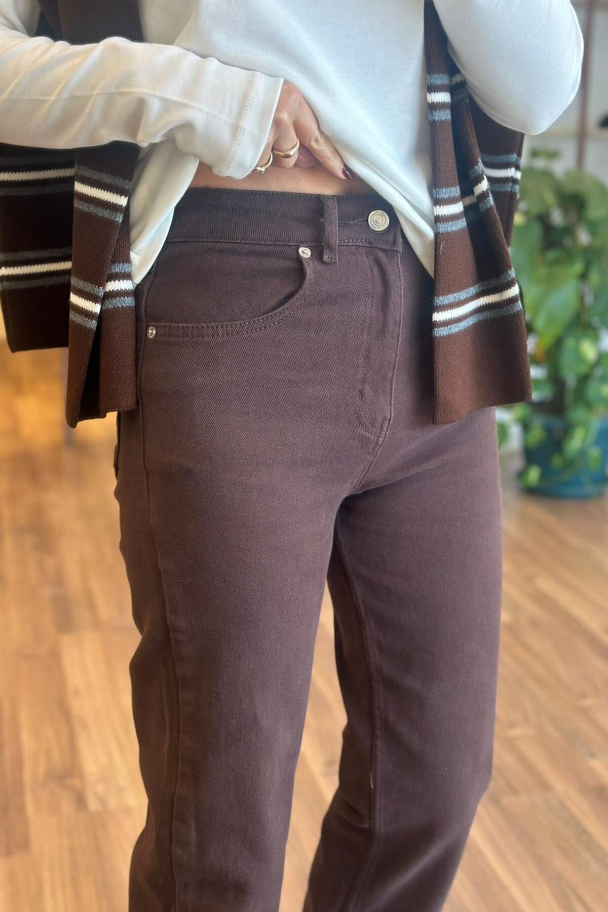 ZR Acı Kahve Likralı Straight Jean