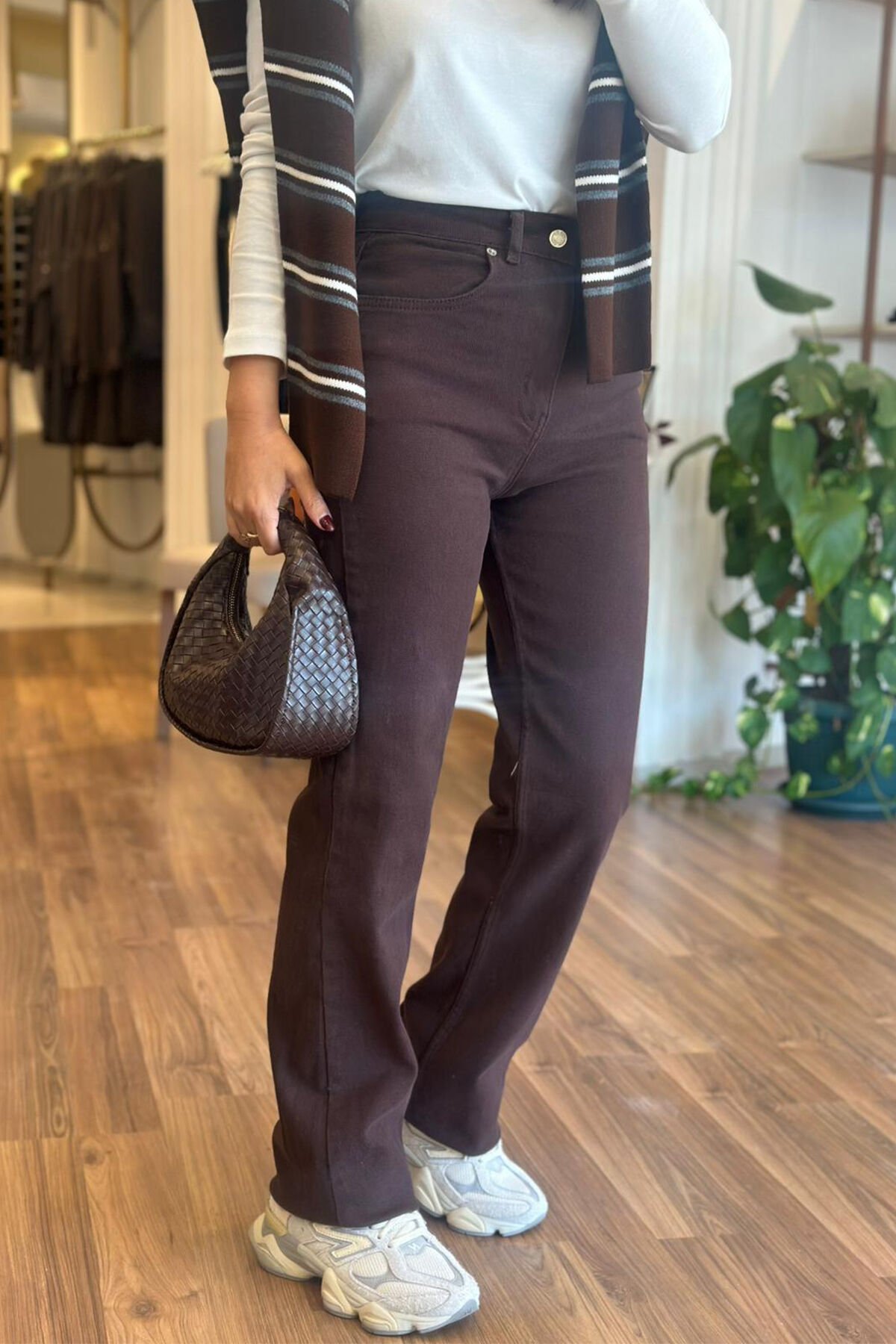 ZR Acı Kahve Likralı Straight Jean