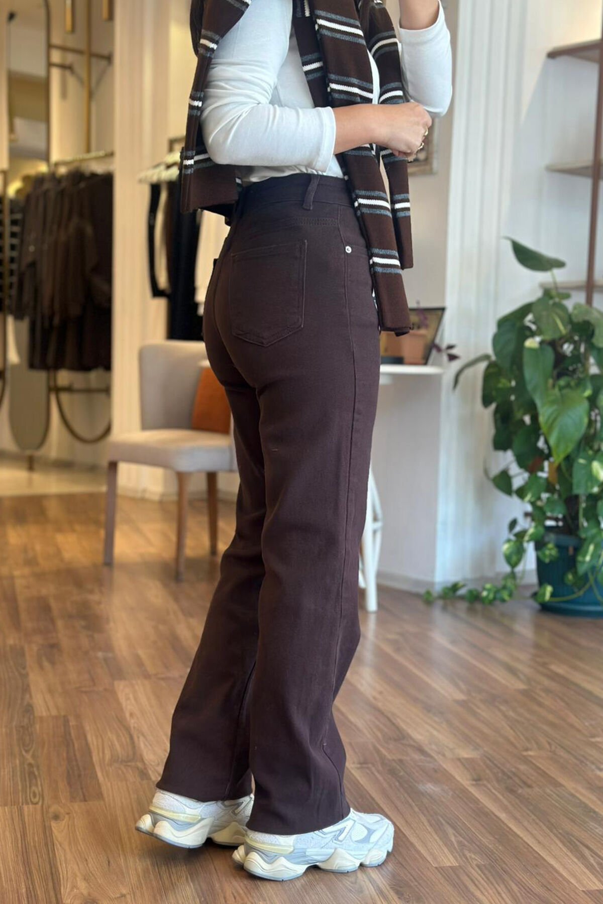 ZR Acı Kahve Likralı Straight Jean