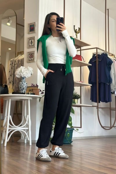 Siyah Modal Kumaş Jogger