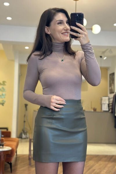 Acı Kahve Balıkcı Yaka Kaşmir Dokulu Body