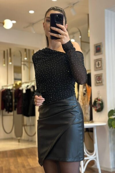 Siyah Zarf Model Deri Etek