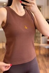 Bclup Kahverengi Halter Model Pamuklu Likralı Body