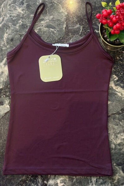 Bordo İp Askıı Likralı Body