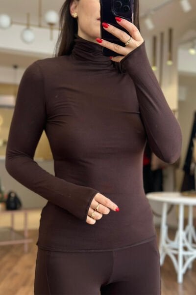 Acı Kahve Balıkcı Yaka Kaşmir Dokulu Body