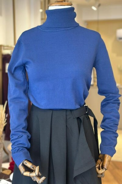 Mavi Standart Beden Balıkçı Triko