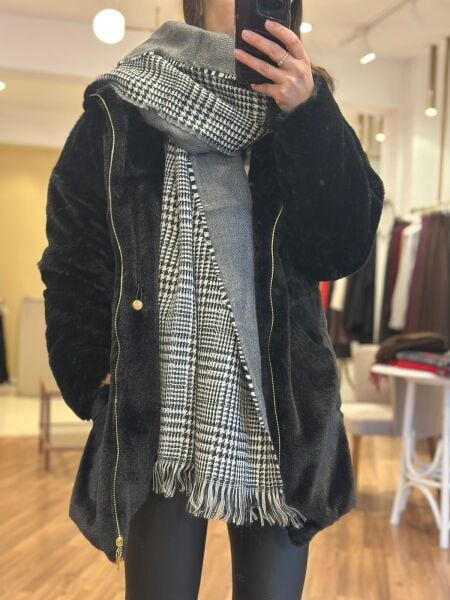 Gri Standart Beden Yumuşak Dokulu Atkı/Şal