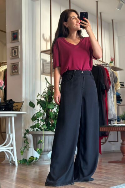 Siyah Beli Lastikli Yumuşak Dokulu Straight Jean
