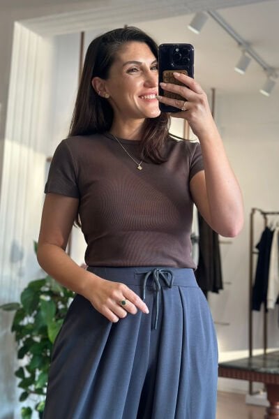 Acı Kahve Bisiklet Yaka Kaşkorse Body