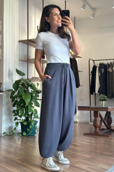 Füme Modal Kumaş Şalvar Pantolon