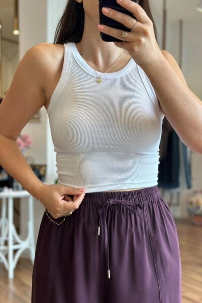Beyaz Halter Yaka Crop