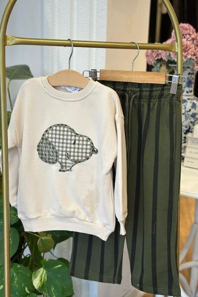 Krem Snoopy Çocuk Eşofman Takımı