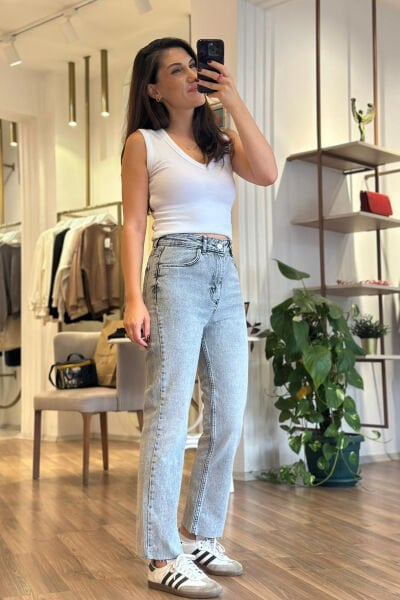 Füme Yıkamalı Boyfit Jean
