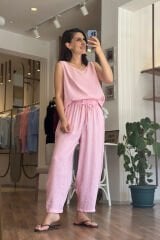 Pembe Tensel Kumaş Alt Üst Takım