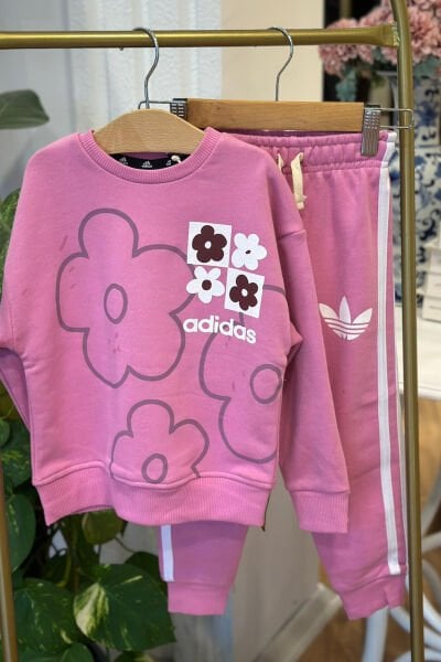 Pembe Papatya Desenli Çocuk Eşofman Takımı