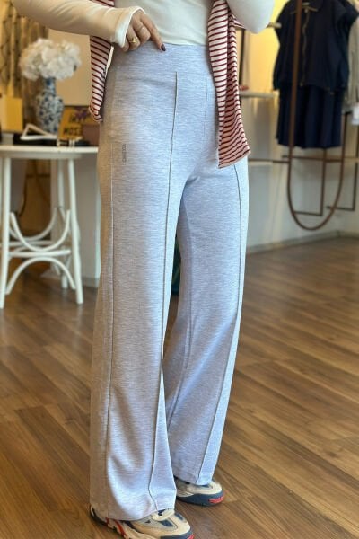 Açık Gri Önü Dikiş Detaylı Modal Kumaş Eşofman Altı