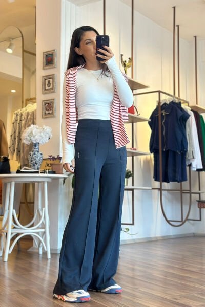 Antrasit Önü Dikiş Detaylı Modal Kumaş Eşofman Altı