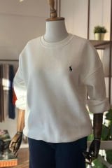 Polo Beyaz Bisiklet Yaka Sweatshirt