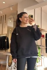 Alo Baskılı Siyah Oversize Sweatshirt