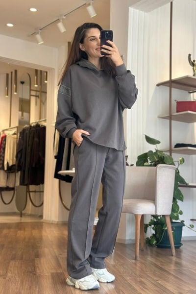 Bclub Füme Kapşonlu Modal Alt-Üst Eşofman Takımı