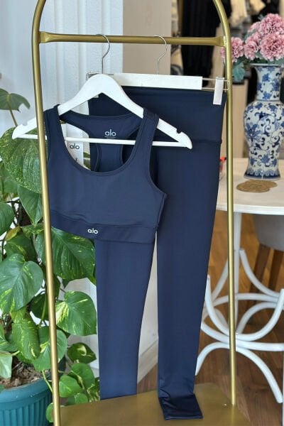 Lacivert Spor Tayt ve Bralet Takım
