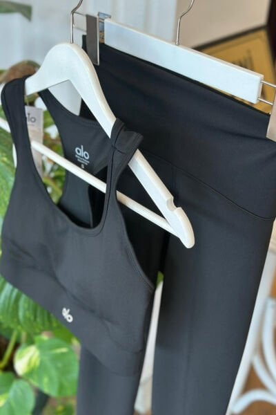 Siyah Spor Tayt ve Bralet Takım