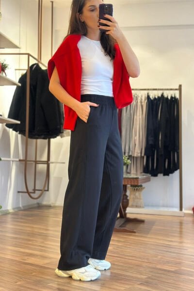 Alo Siyah Arka ve Yan Cepli Modal Kumaş Eşofman Altı