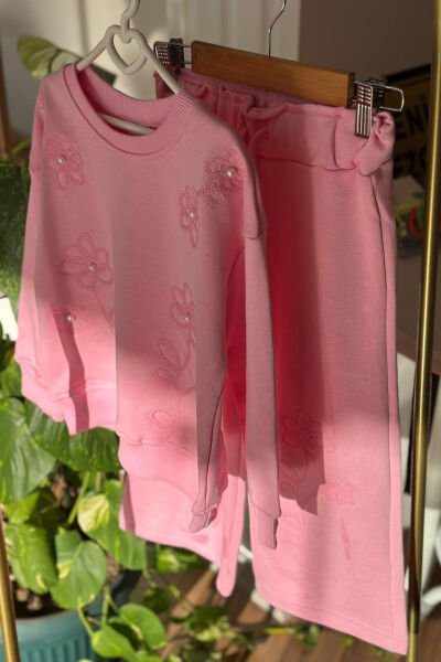 Pembe İnci Detaylı Eşofman Takımı