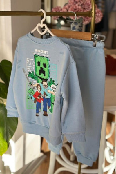 Mavi Minecraft Çocuk Eşofman Takımı