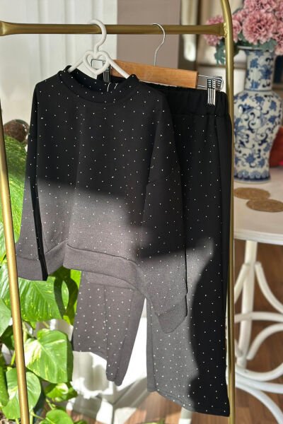 Siyah Taşlı Çocuk Modal Eşofman