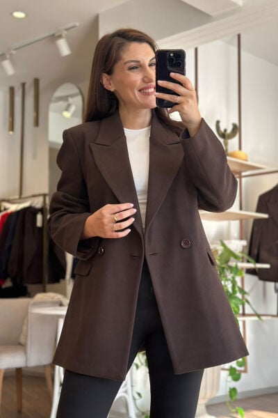 Kahve Kaşe Blazer Ceket