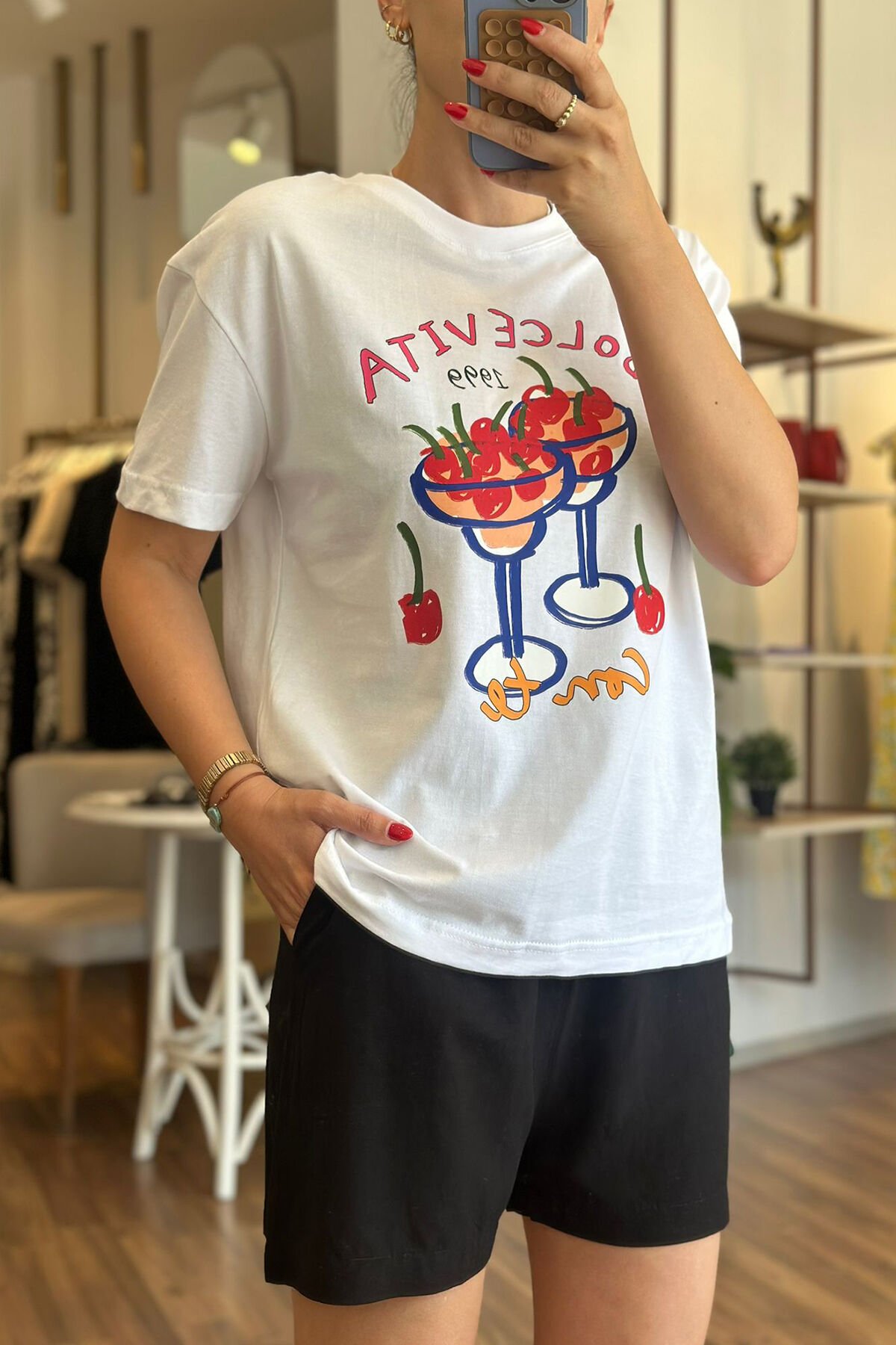 DOLCEVİTA %100 PAMUKLU BİSİKLET YAKA TSHİRT