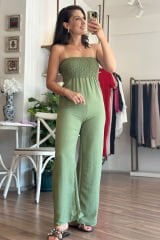 Haki Üzeri Lastikli Straplez Tulum (Değişim ve İade Yoktur)