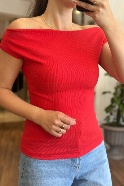 Kırmızı  Kayık Yaka Kaşkorse Body